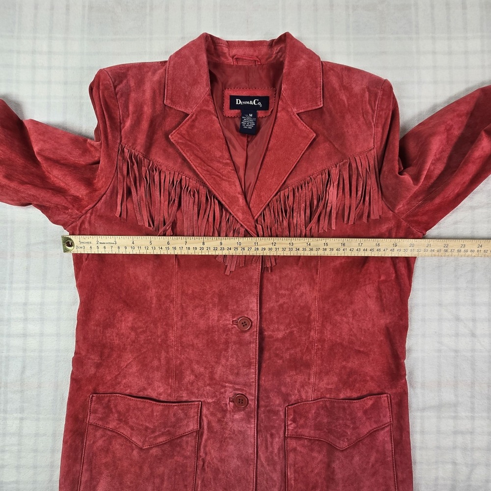 Denim&Co Red Suede Fringe Jacket - Picture 9 of 14